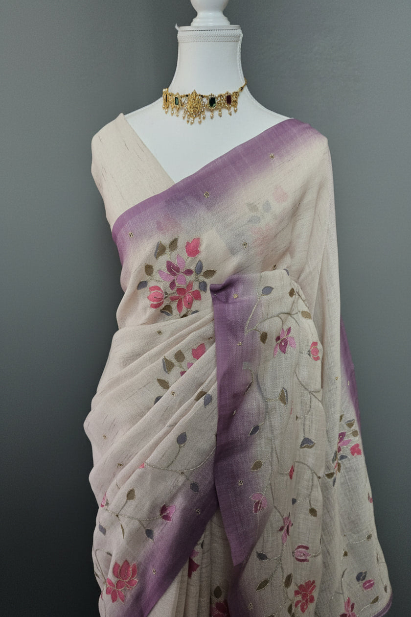 Thamara Vines Linen Cotton Saree