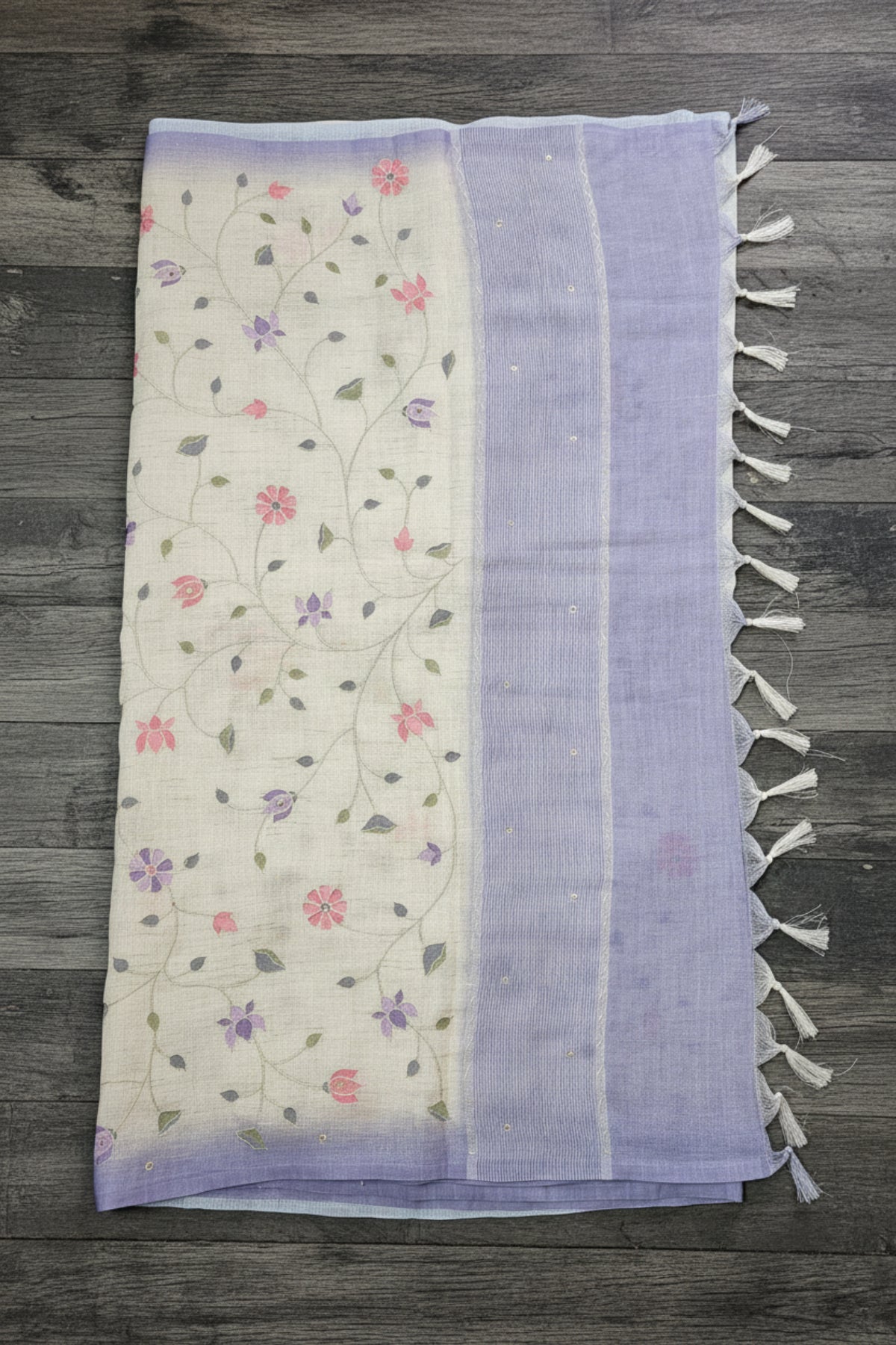 Thamara Vines Linen Cotton Saree
