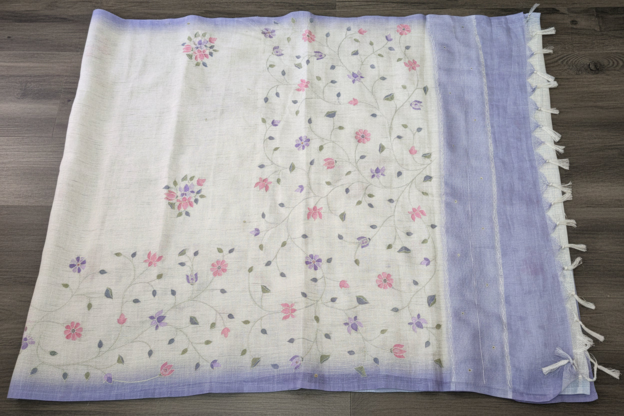 Thamara Vines Linen Cotton Saree