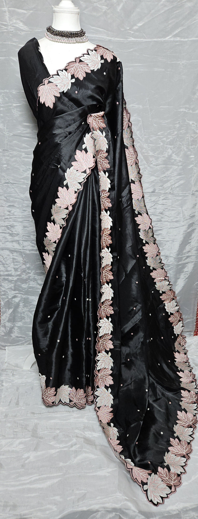 Maple Bloom Satin Tussar Saree