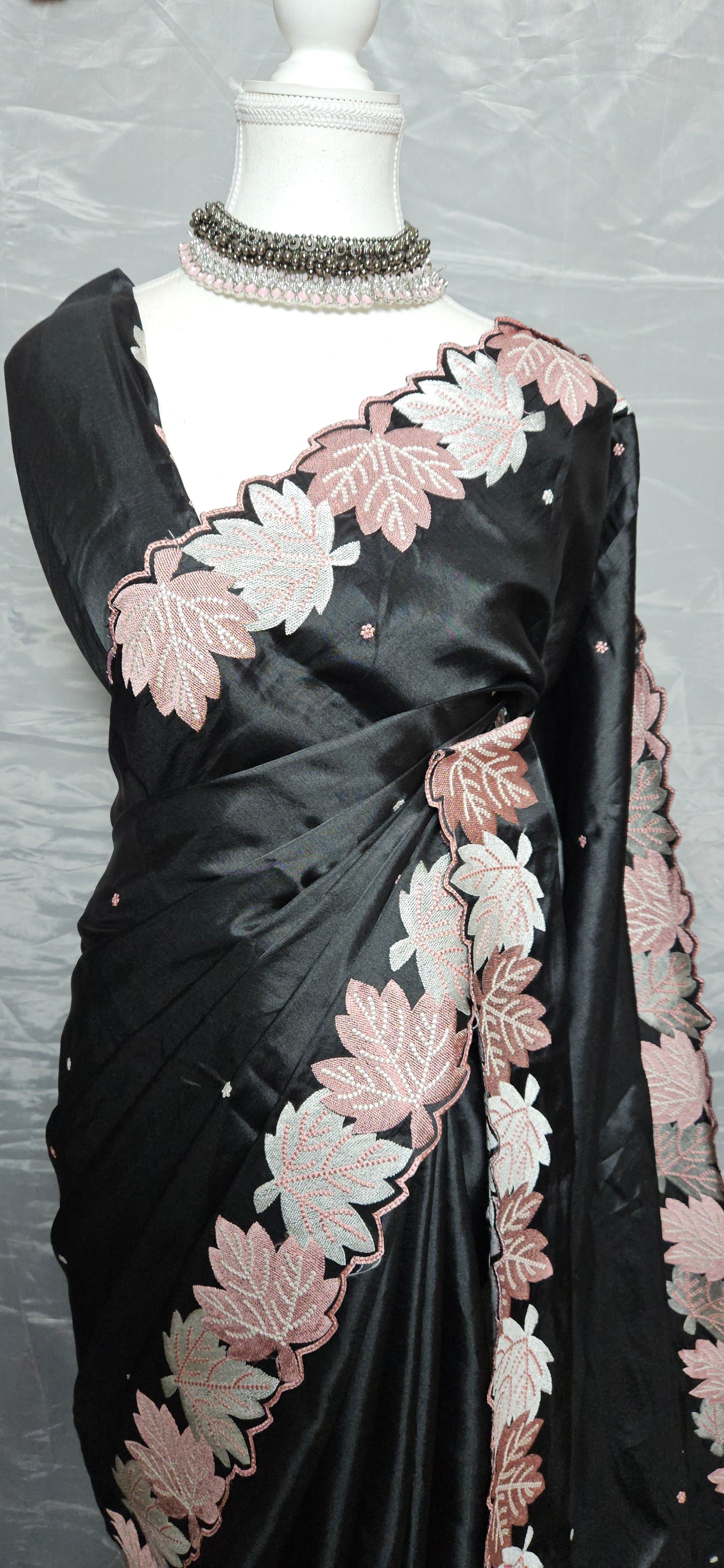 Maple Bloom Satin Tussar Saree