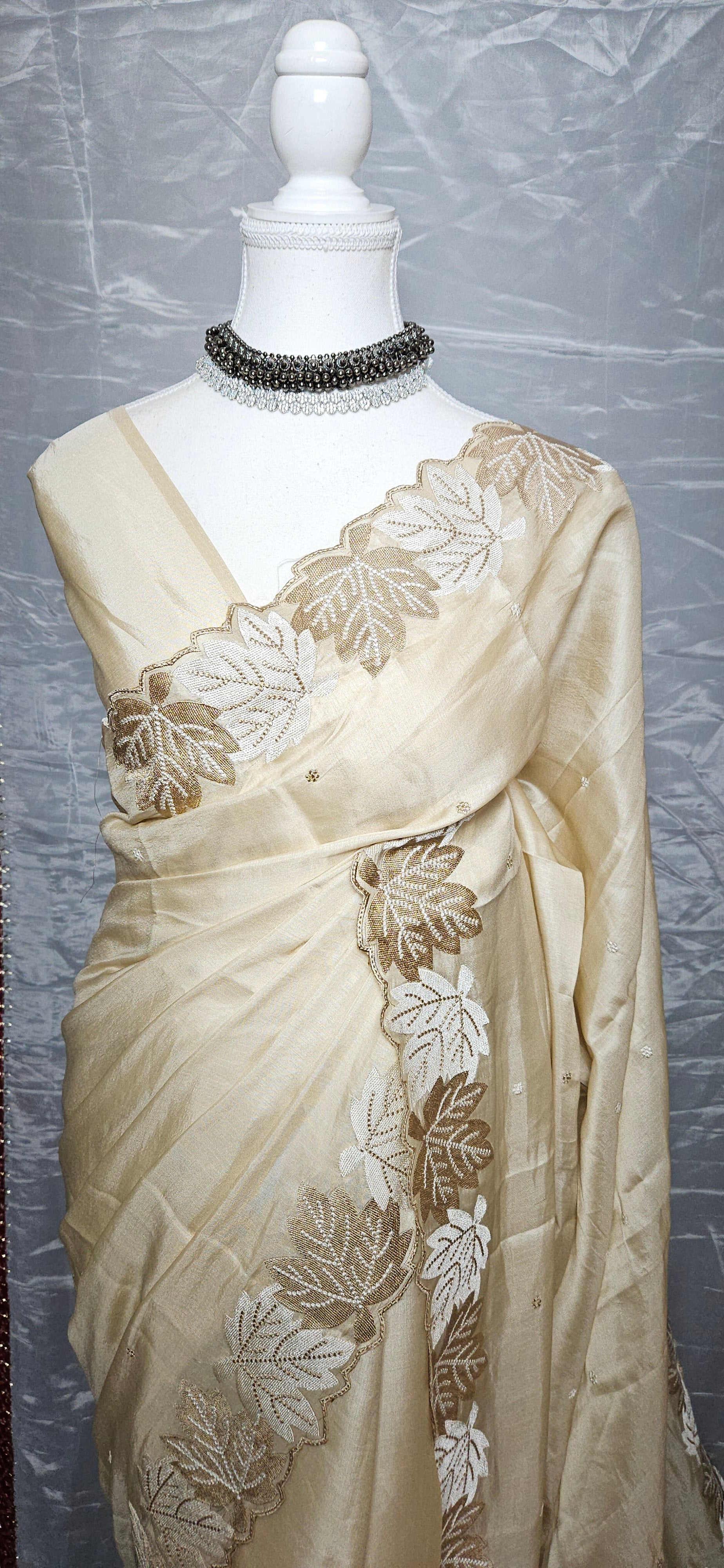 Maple Bloom Satin Tussar Saree