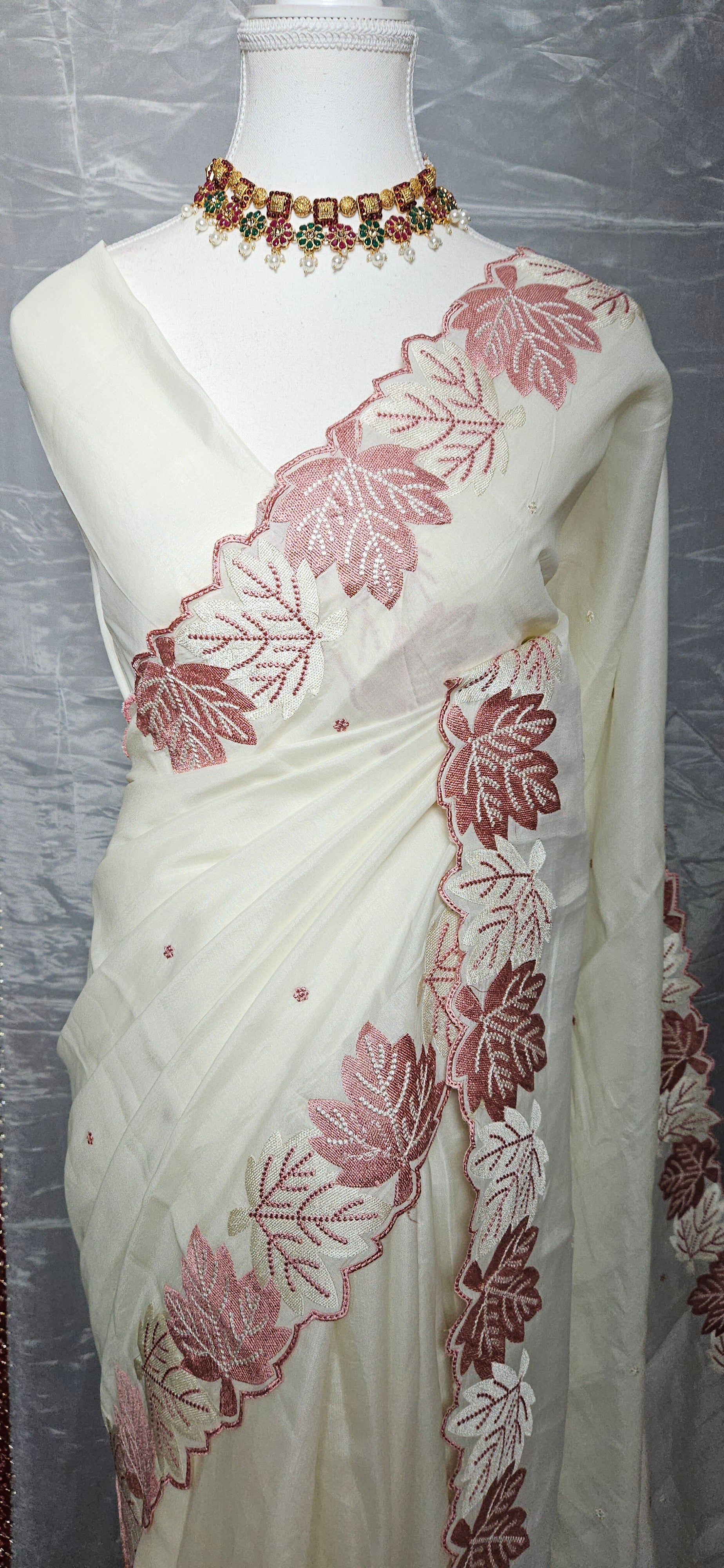 Maple Bloom Satin Tussar Saree