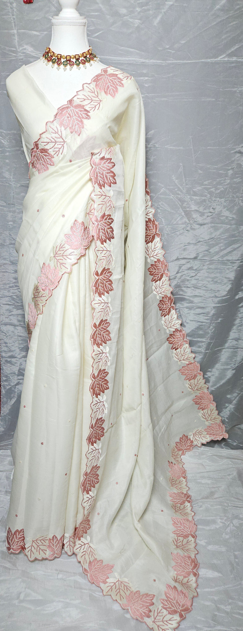 Maple Bloom Satin Tussar Saree