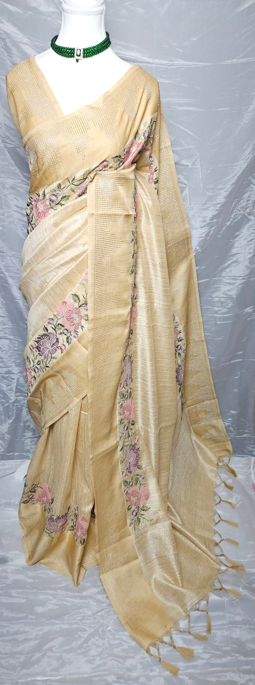 Floral Loom Jute Silk Saree