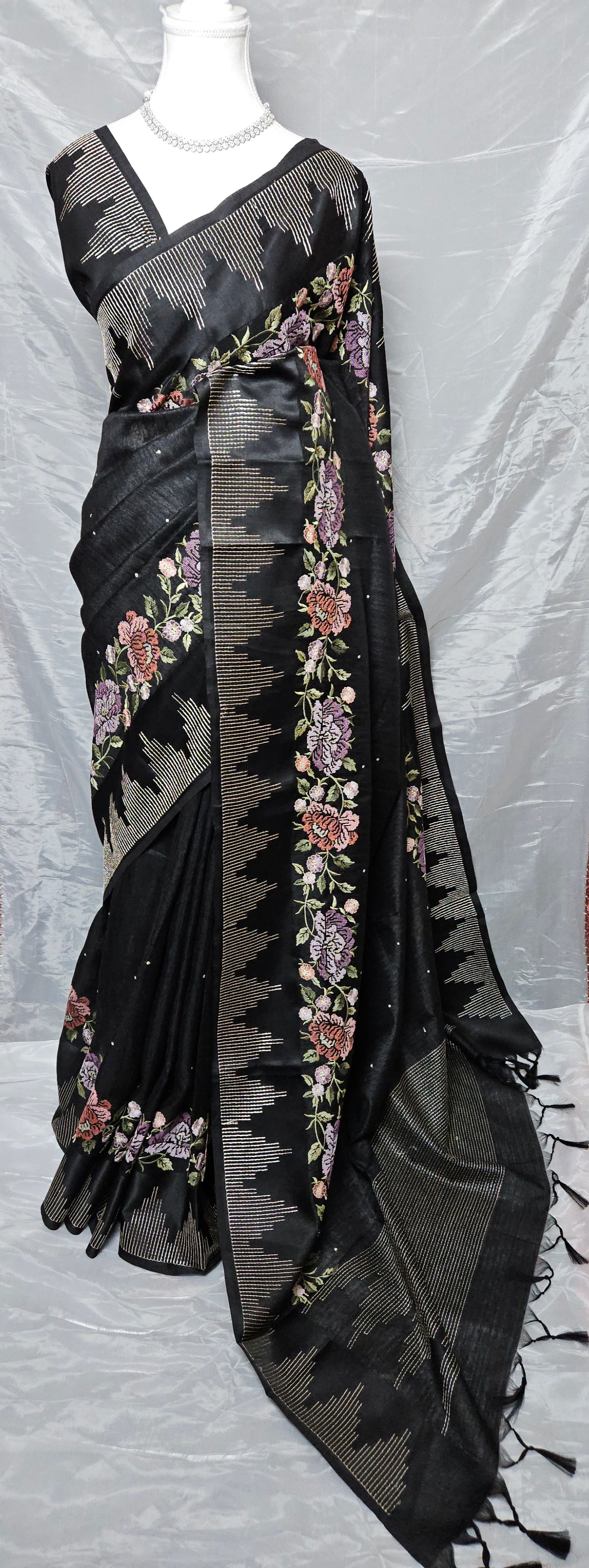 Floral Loom Jute Silk Saree