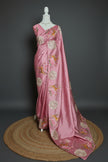 Blossom Bird Appliqué Raw Silk