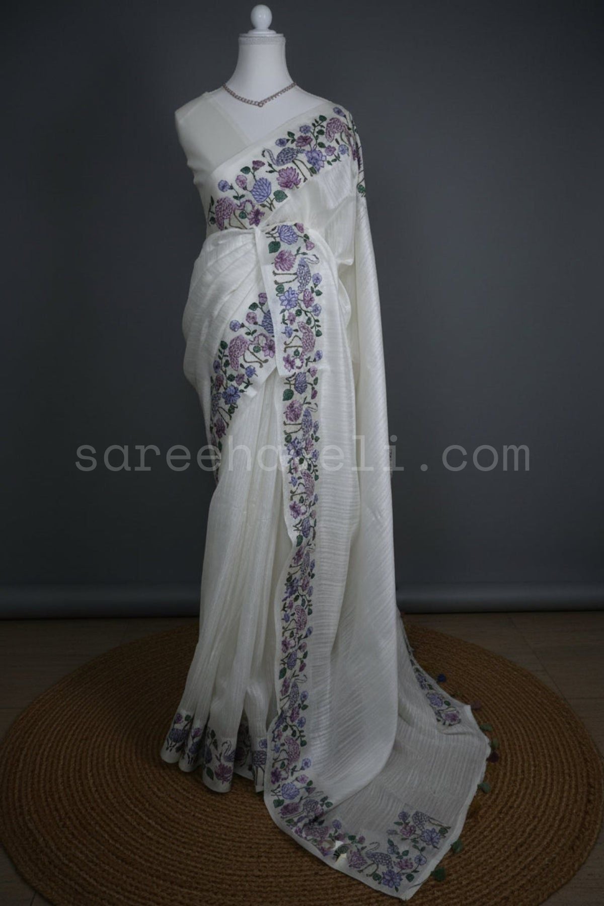 Ivory Bloom Jute Silk