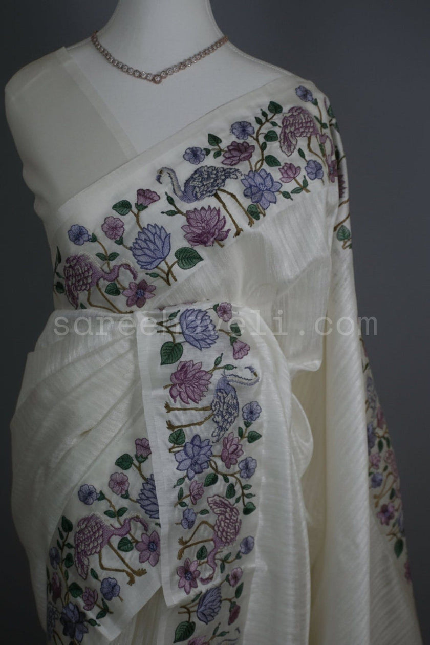 Ivory Bloom Jute Silk