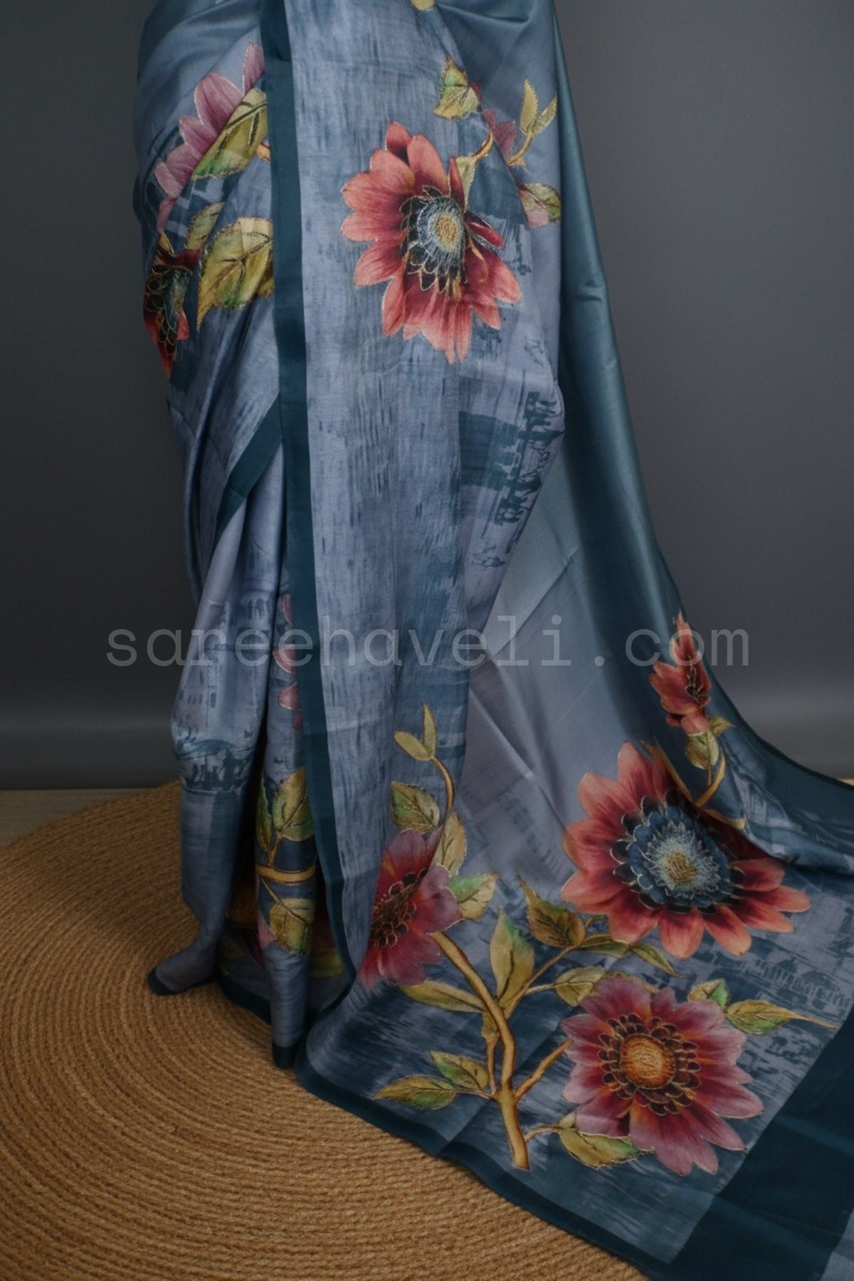 Bloom in Blue Tussar