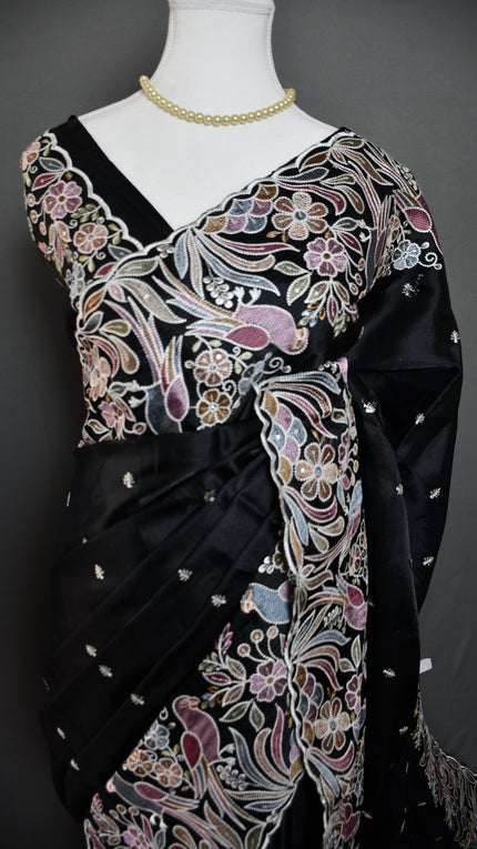 Persian Garden Satin Dobby Tussar Saree