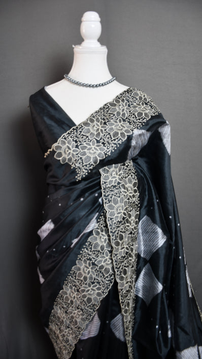 Botanical Lines  Blended Tussar Saree