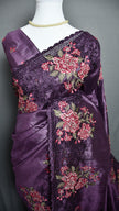 Floral Lace Crush Tussar Saree