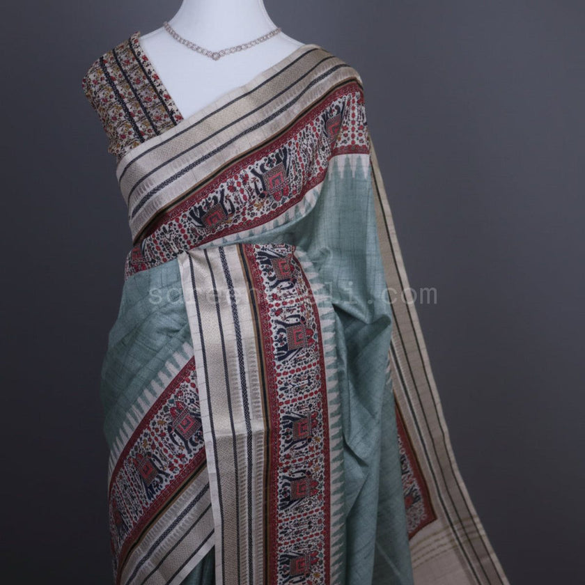 Sage Green Tussar Silk