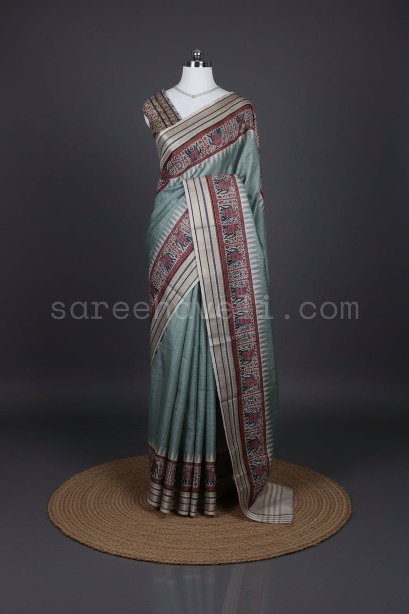 Sage Green Tussar Silk