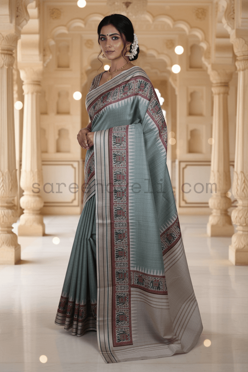 Sage Green Tussar Silk