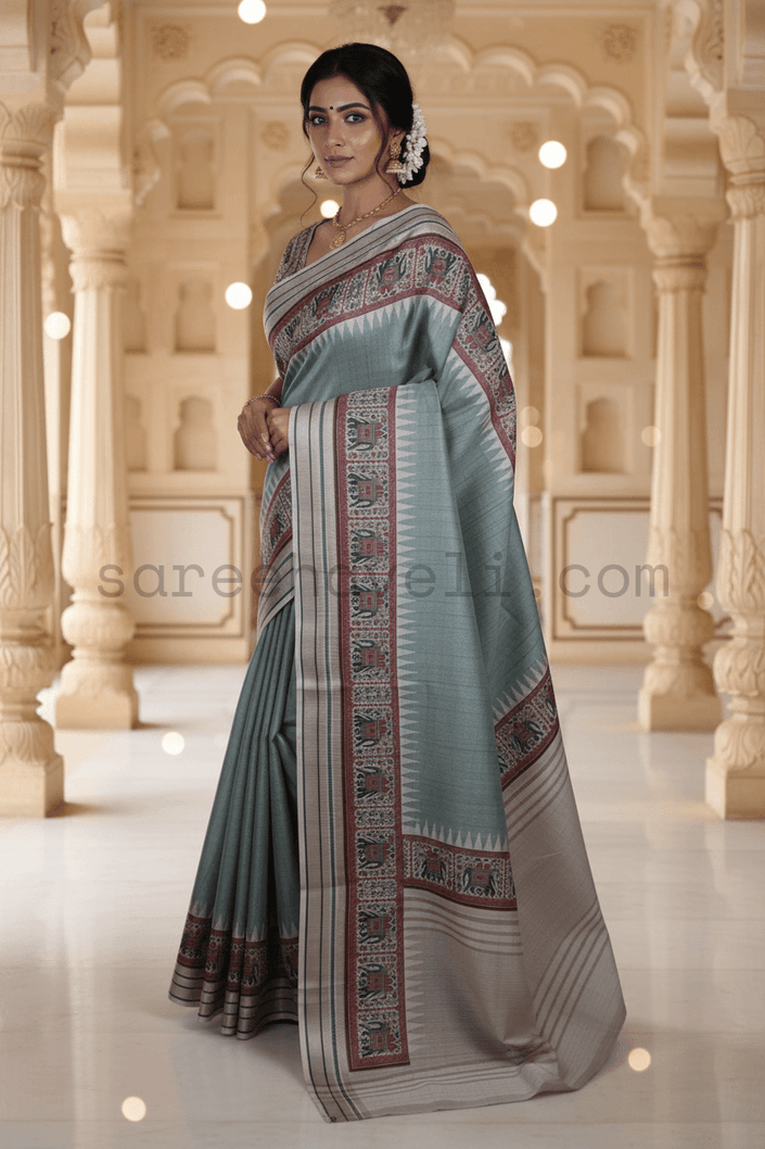 Sage Green Tussar Silk