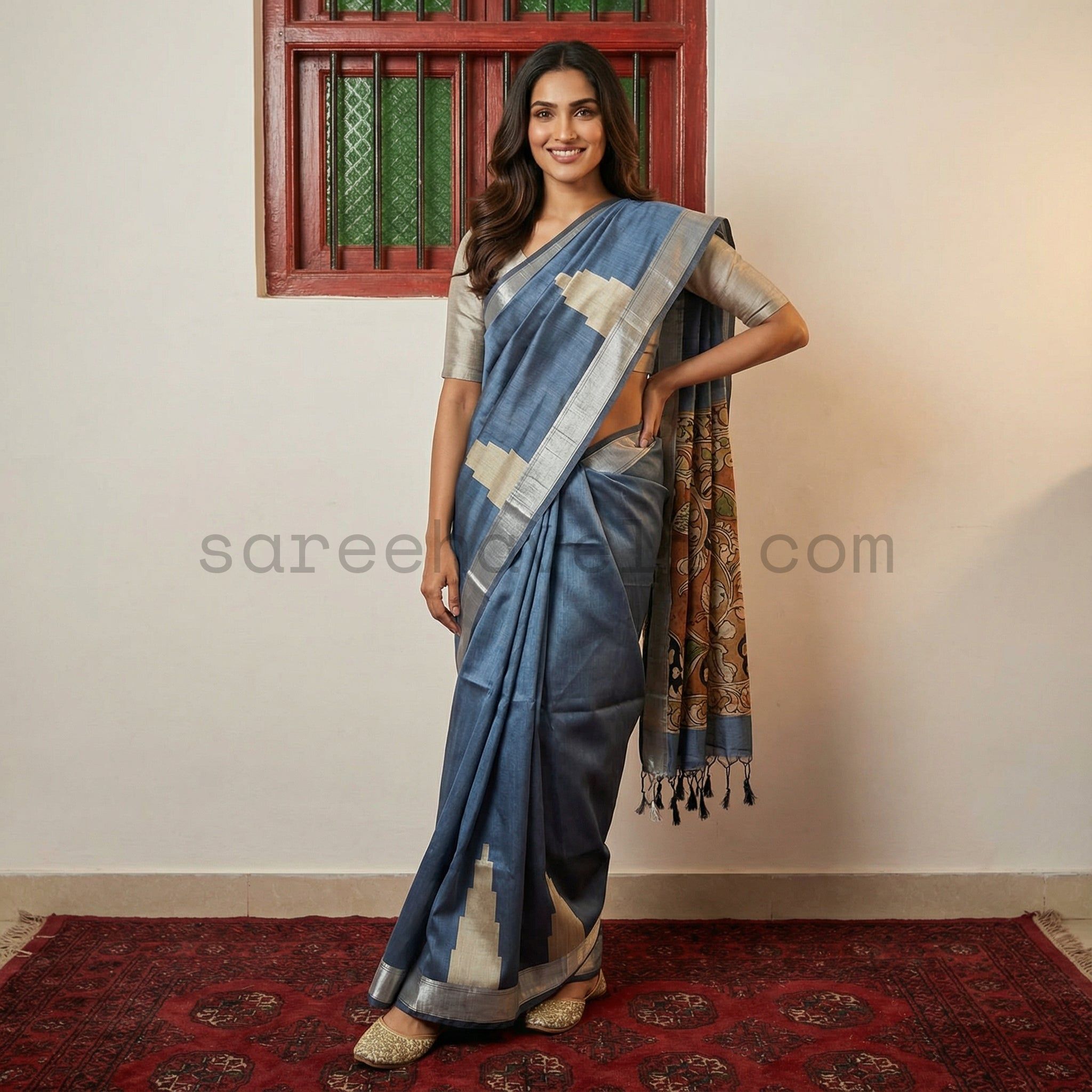 Mural Grace Tussar Saree - Saree Haveli Default Title