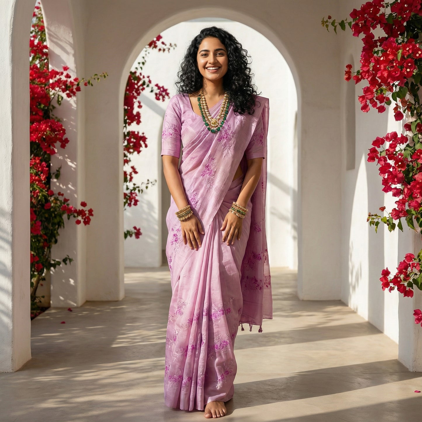 Blended Tussar-Embroideried Saree