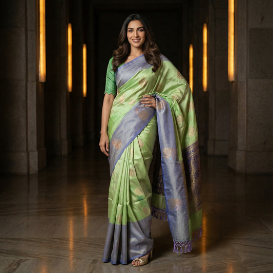 Contrast Weave Soft Silk Saree