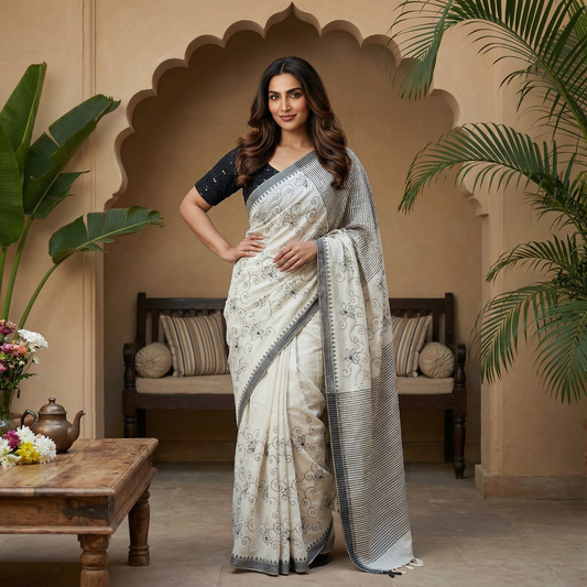 Soft Cotton Silk Kantha Embroideried Saree