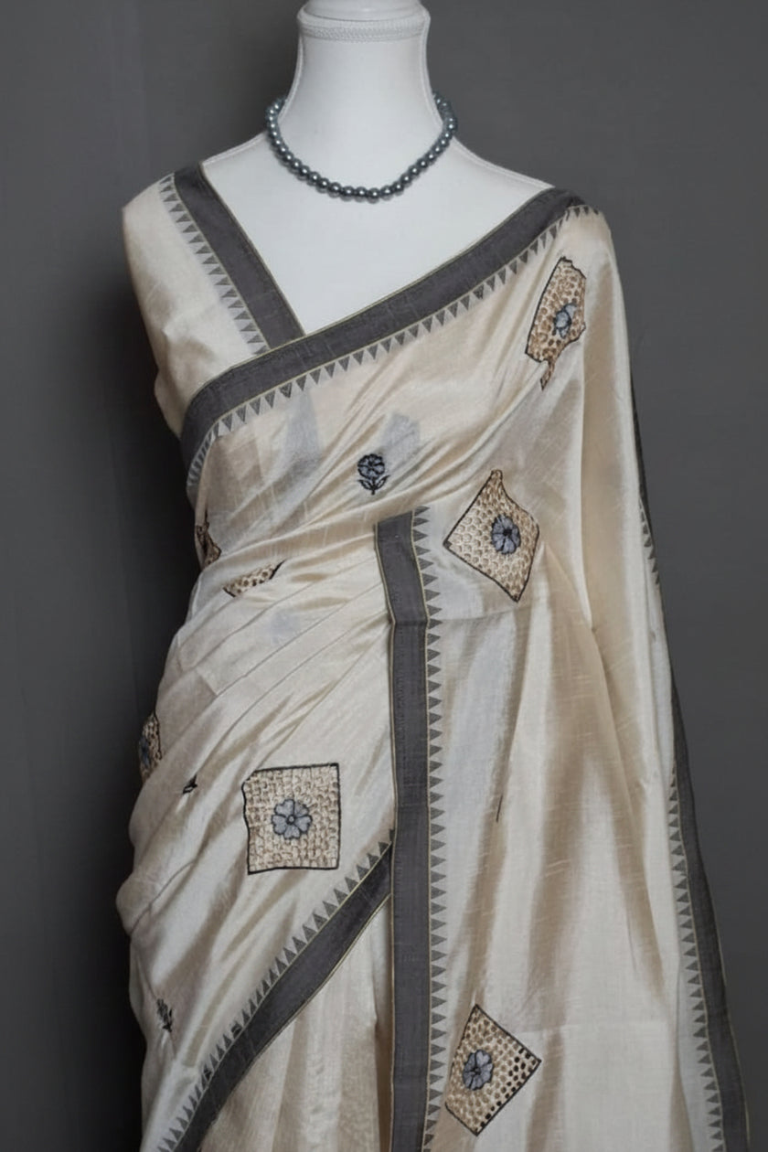Ivory Cutwork Cotton Silk