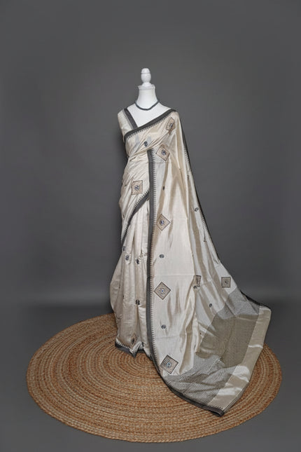 Ivory Cutwork Cotton Silk