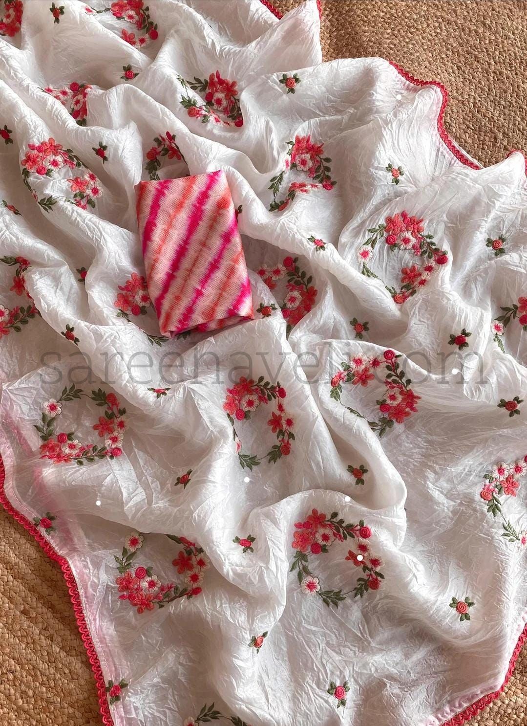 Serene Paper Crush Saree - Saree Haveli Default Title