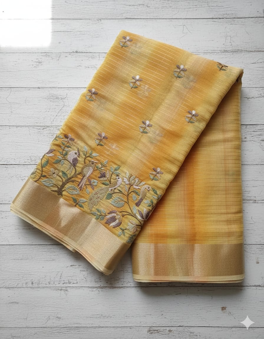 Kora Embroidered Saree