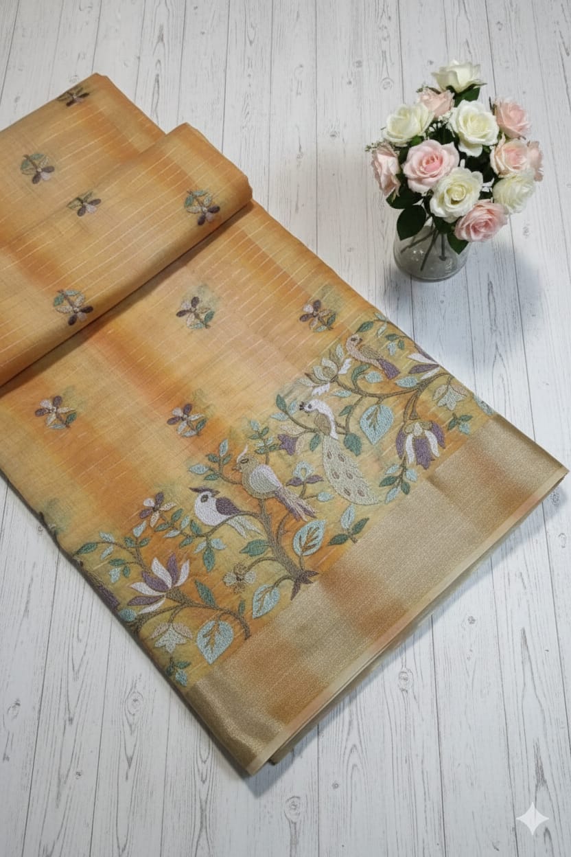 Kora Embroidered Saree