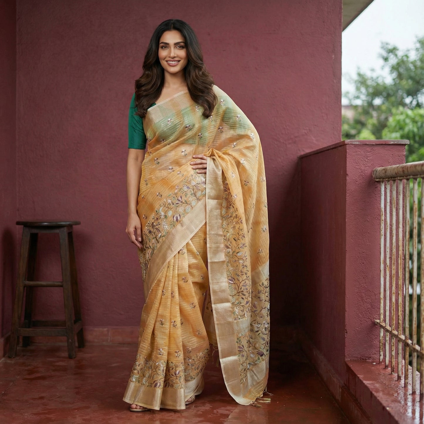 Kora Embroidered Saree