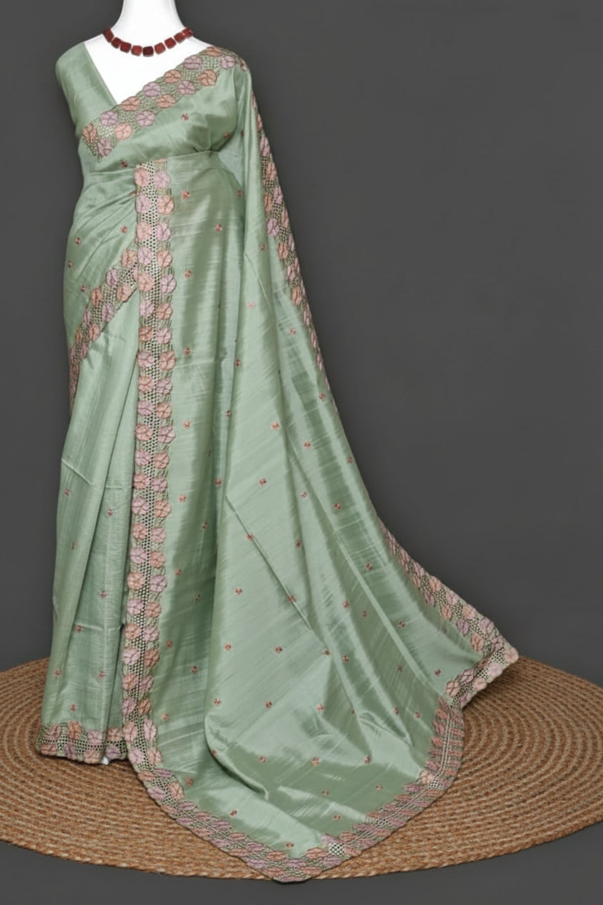 Floral Cutwork Tussar Silk