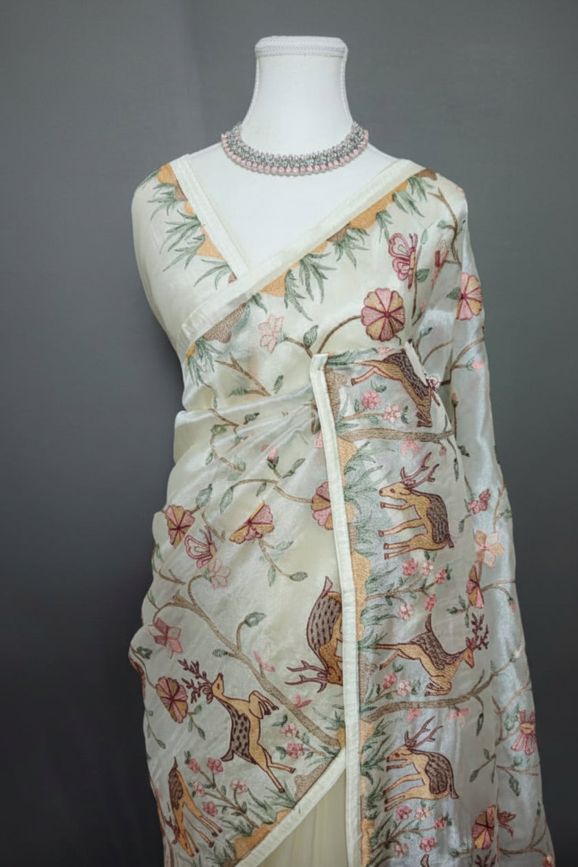Deer & Blossom Premium Tissue Saree