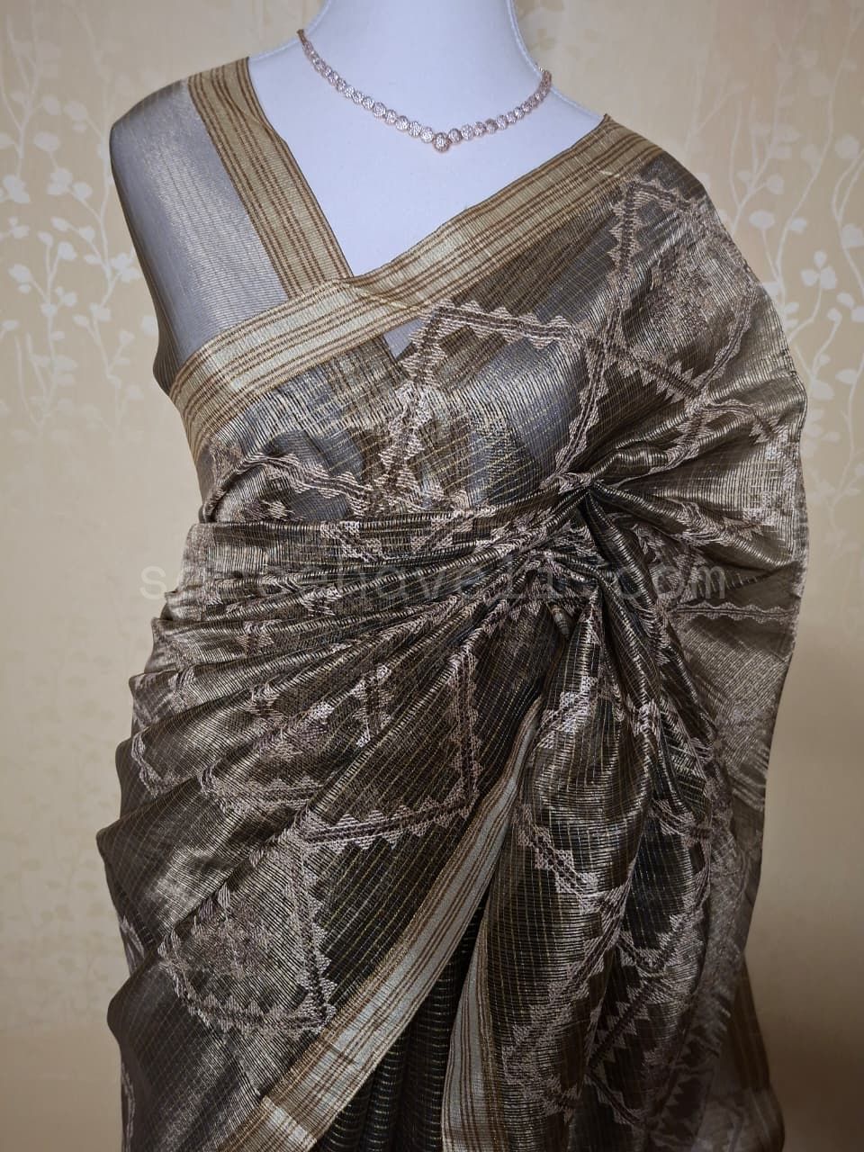 Classic Woven Tissue Silk Saree - Saree Haveli Green