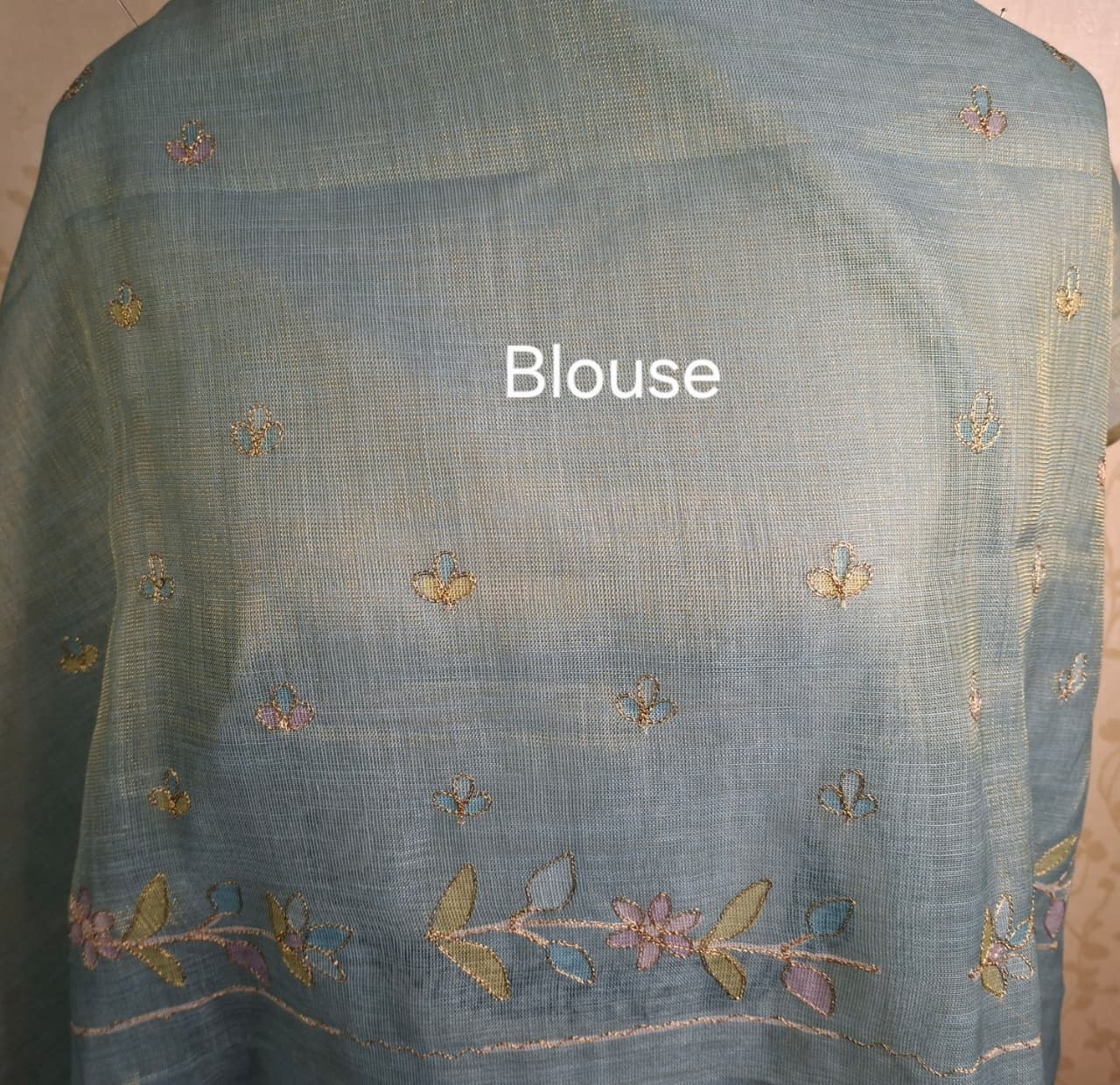 Pastel Vine Linen Tissue Saree