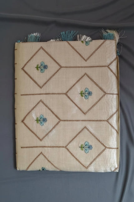 Golden Lattice Semi Silk Saree