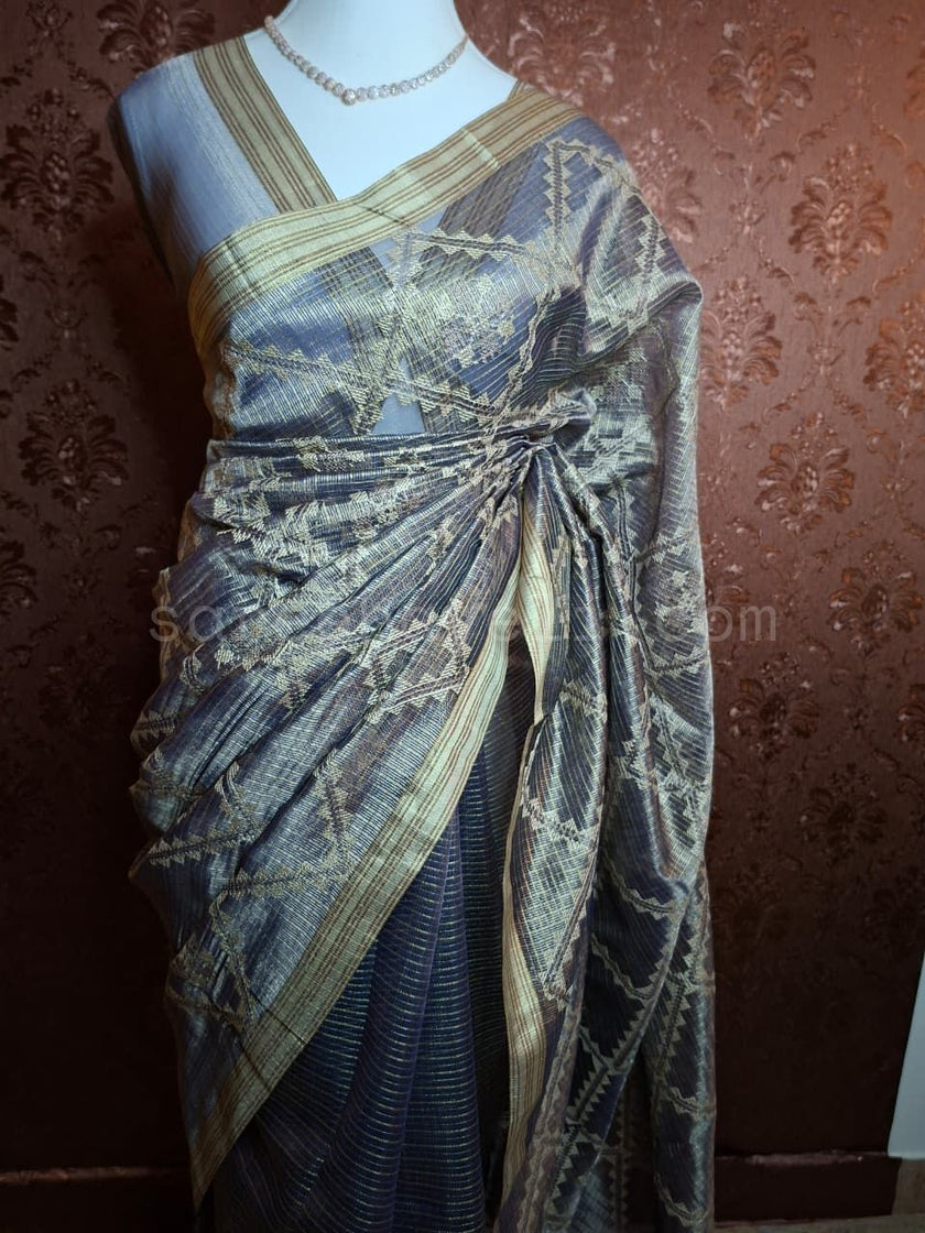 Classic Woven Tissue Silk Saree - Saree Haveli Green