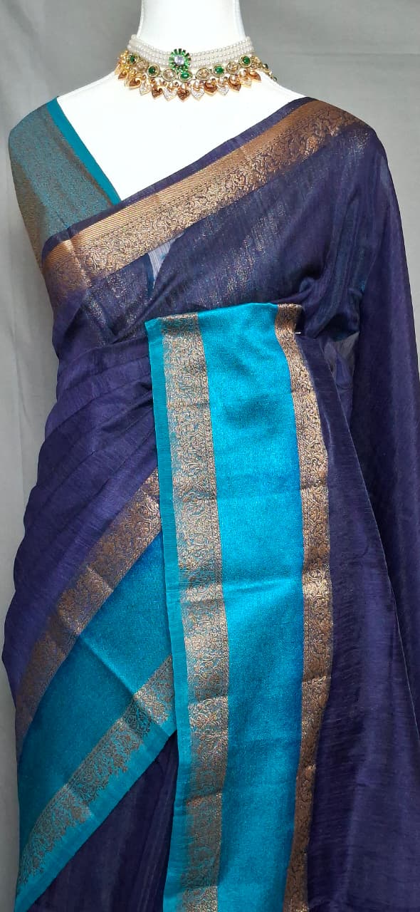 Zari Contrast Semi Jute Silk