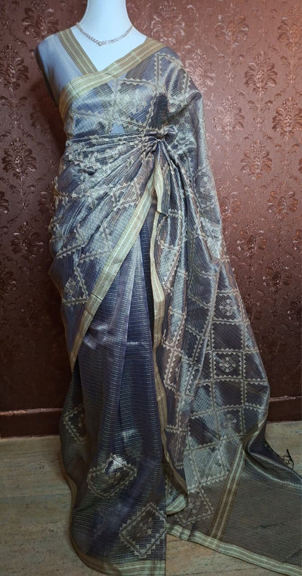 Classic Woven Tissue Silk Saree - Saree Haveli Blue