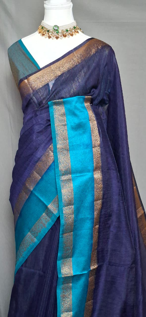 Zari Contrast Semi Jute Silk