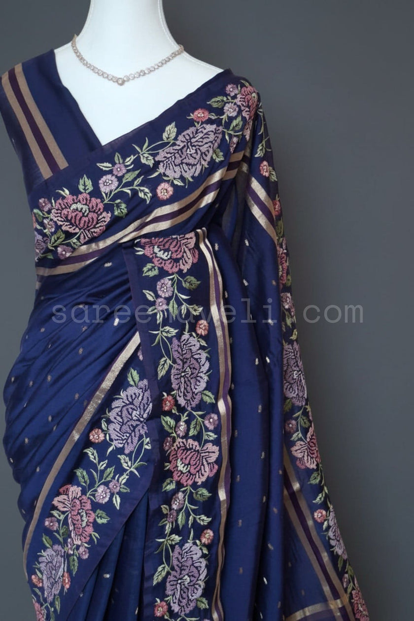 Cross-Stitch Bloom Tussar Crepe