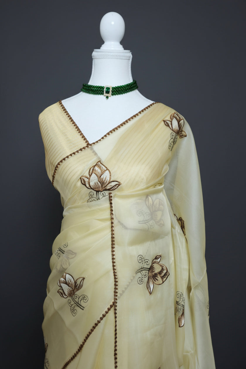 Lotus Bloom Chanderi Organza Saree