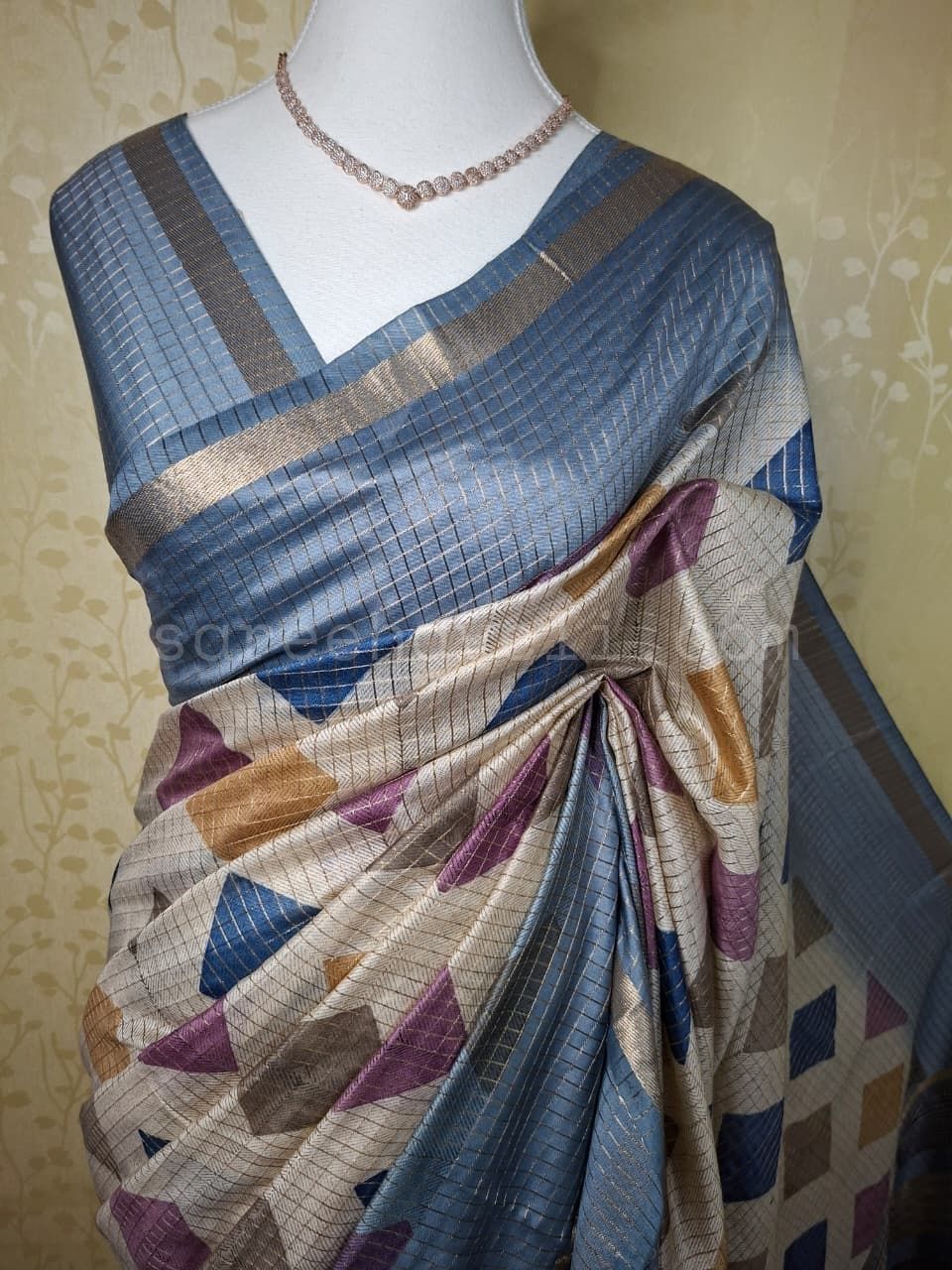 Geometric Grace Chanderi Saree - Saree Haveli Default Title