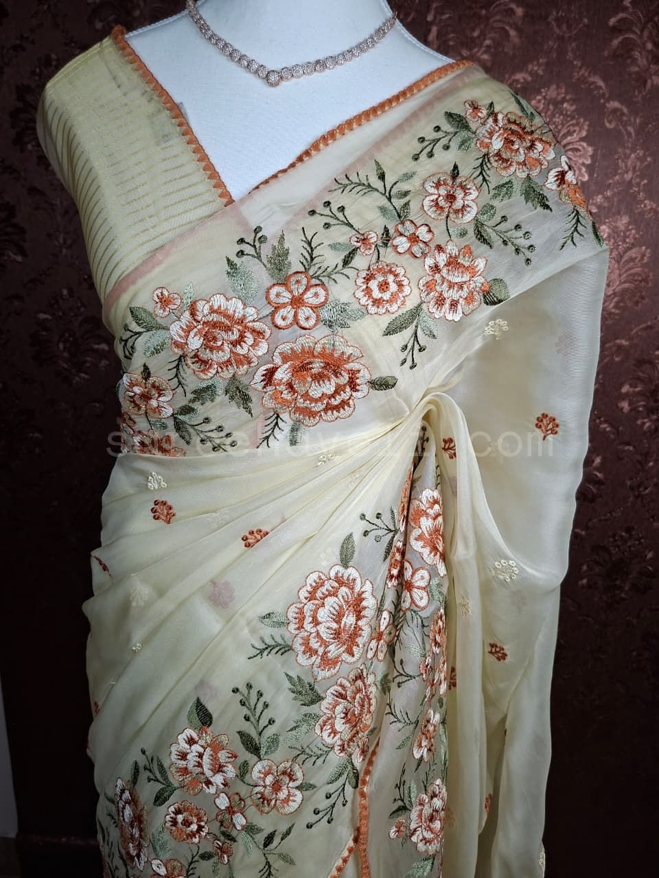 Pastel Bloom Tissue Saree - Saree Haveli Default Title