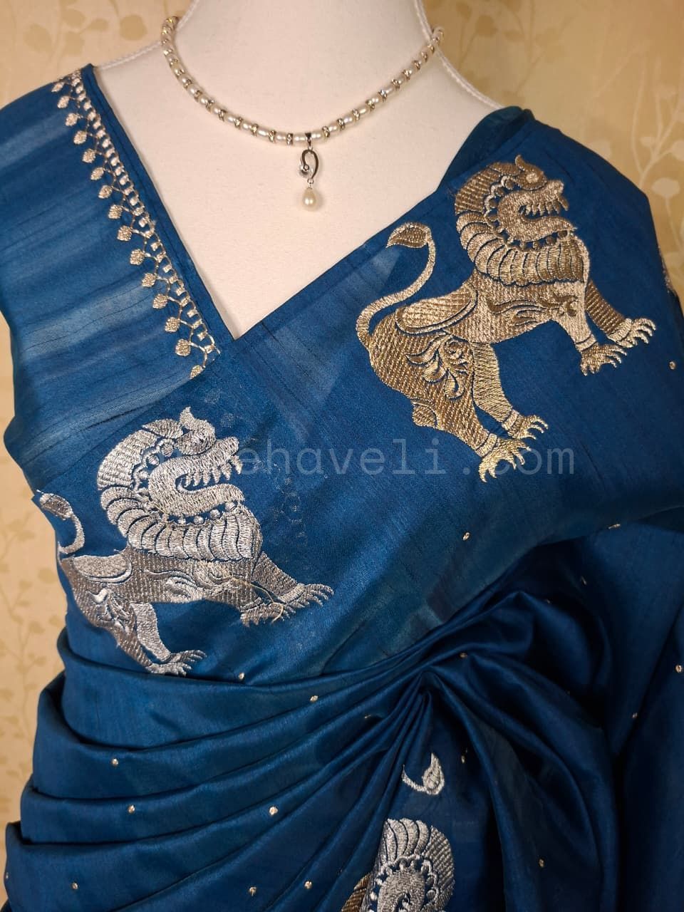 Heritage Lion Tussar Saree - Saree Haveli Default Title