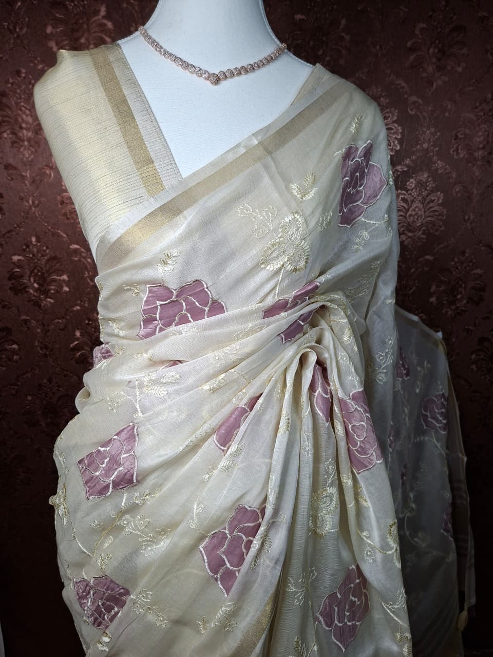 Pink Blossom Mul Chanderi Saree