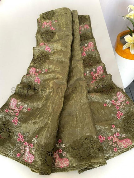 The Cutwork Edit - Saree Haveli Olive Gold