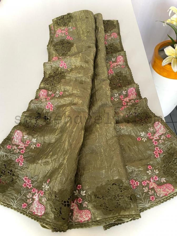 The Cutwork Edit - Saree Haveli Olive Gold