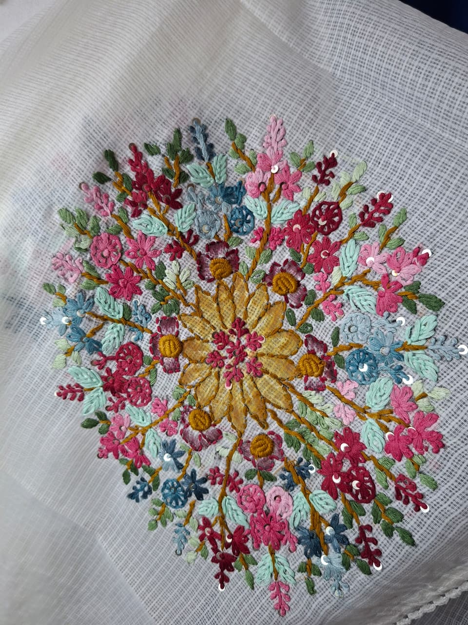 Floral Kantha Silky Kota Saree