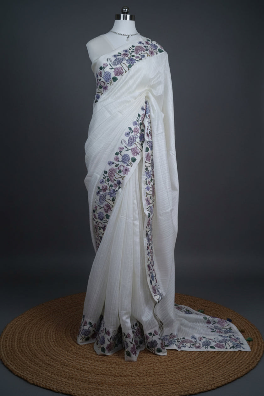 Ivory Bloom Jute Silk